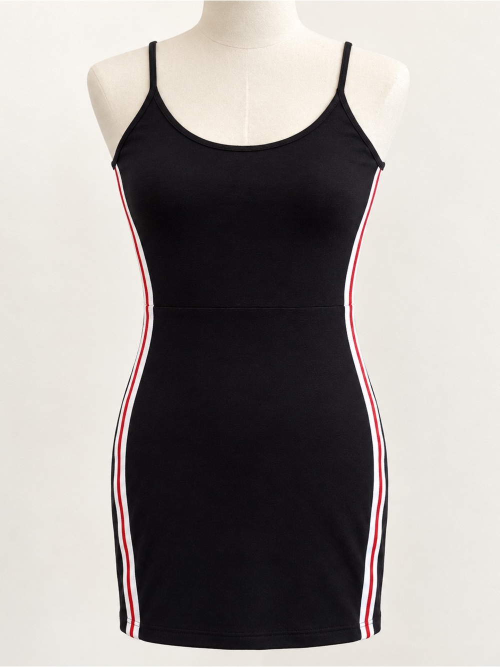 Brandy Melville Black Bodycon Mini Dress Side Stripe Y2K Going Out